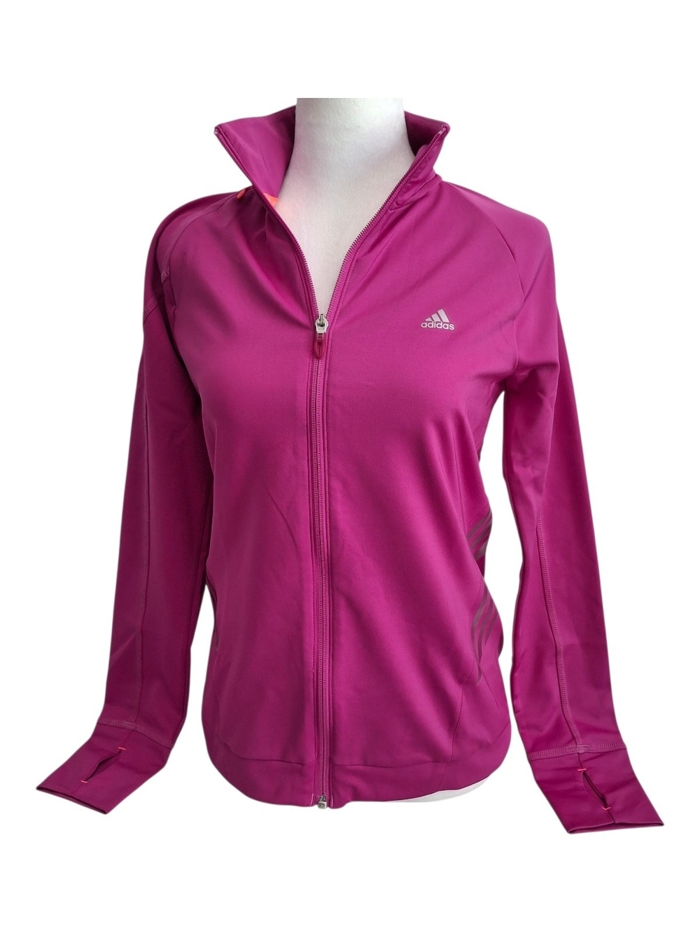 Adidas Women's Magenta Full-Zip Track Jacket, Size S, Outdoor, Lightweight